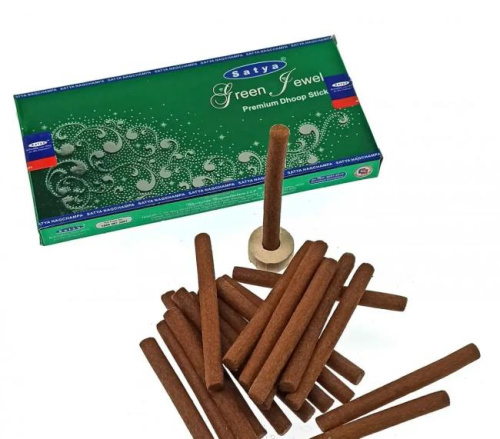 Благовония-дхупы Green Jewel (Premium Dhoop Stick), 20 шт, Satya